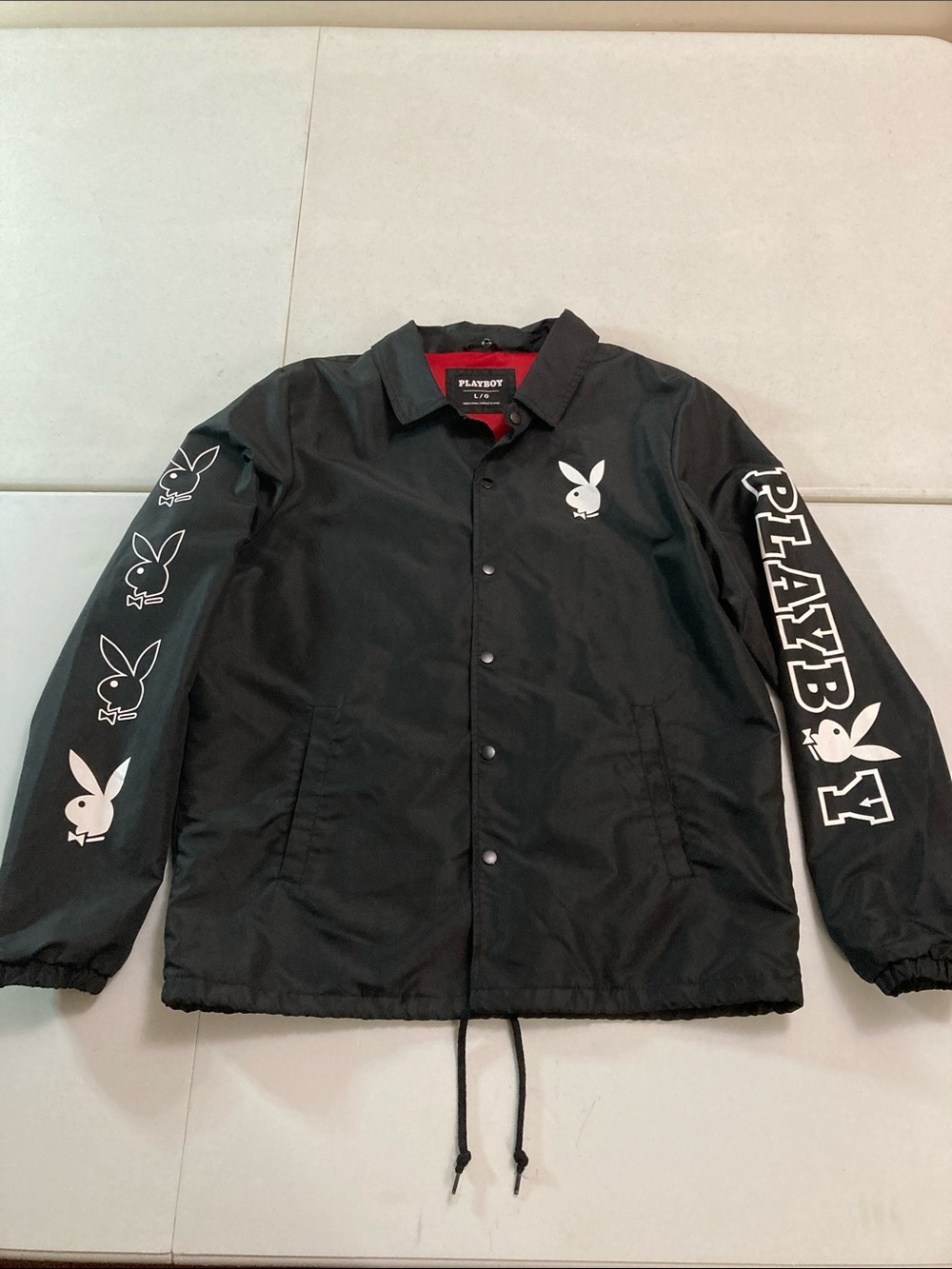 PLAYBOY Black WindbreakerJacket with White Bunny Logos
